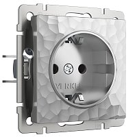 Розетка с заземлением без рамки Werkel Hammer 1-м. серебряный